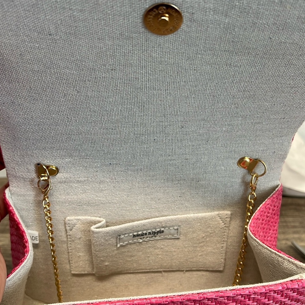 Haute Hippie | Pink Mini Bag w/ Bamboo Handle & Crossbody Chain - Picture 9 of 15